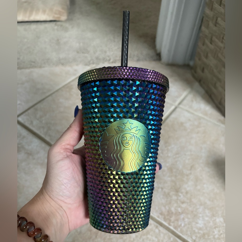 Starbucks Oil Slick Rainbow Studded Tumbler 16oz. Grande Cold Cup Ombre 2023